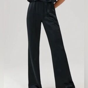 Something navy navy blue Wide Leg Satin Pants with pockets size small